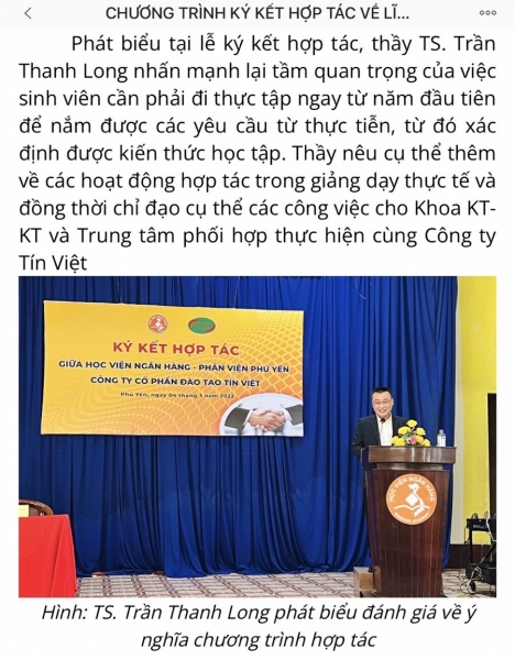 Ký kết đào tạo Kế toán với HVNH - Chi Nhánh - Công Ty Cổ Phần Đào Tạo Tín Việt